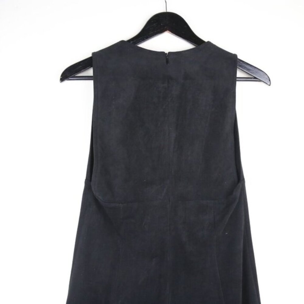 Aritzia Wilfred Montbrun Suede Mini Deep V-neck A-line Black Dress Size 10 - Picture 5 of 7